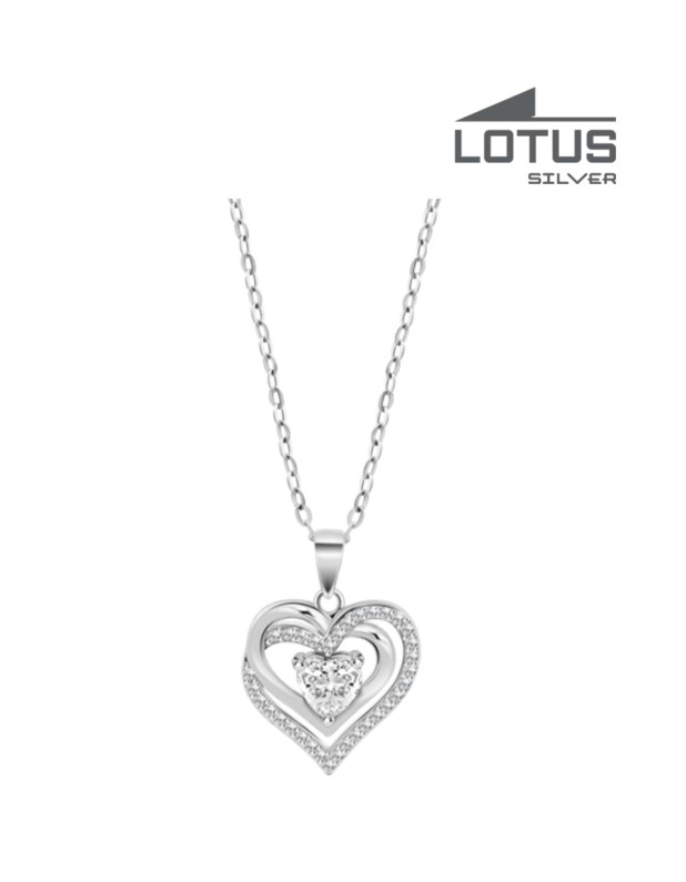 LOTUS SILVER HEART NECKLACE